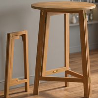 Table de bar moderne en bois massif pliable, hauteur 110 cm, diamètre 80 cm, ronde ou carrée, en acacia, pour intérieur et extérieur, table de bistrot, table à bière
