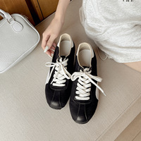 Chaussures d'entraînement rehaussantes vintage en cuir véritable color-block à lacets pour femme, nouveau style 2026, polyvalentes, amincissantes et souples