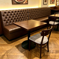 Mobilier de café moderne, banquette en cuir, table ronde en bois massif, chaise rembourrée pour restaurant, bar à café