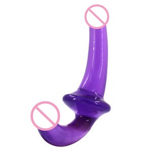Jouets sexuels lesbiens en TPE à double extrémité haute transparence, pénis à sangle, gode sans sangle - Product Image 5