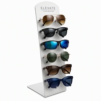 Présentoir de Comptoir Métallique pour Lunettes de Soleil 190x534mm, Étagère à Lunettes à 6 Niveaux avec Crochets de 88mm pour Boutiques Optiques et Caisse