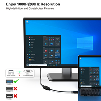 Menyesuaikan merek baru DC USB 3.0 ke kabel VGA 1.8 Meter laki-laki ke laki-laki untuk Laptop digunakan pada Windows 11/10/8.1/8/7 (bukan untuk Mac)