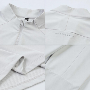 Venta al por mayor Casual hombres transpirable manga larga 1/4 cremallera deportes gimnasio camiseta atlética deporte camisetas entrenamiento para hombres - Product Image 5