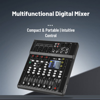 Console de mixage numérique professionnelle 8 canaux MX8208 avec lecteur MP3 BT/USB, alimentation fantôme 48V, égaliseur 6 bandes