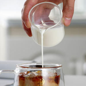 Taza de leche de cristal para Espresso, vaso de onza con mango de madera, platillo de vidrio con taza de crema de vinagre, precio al por mayor - Product Image 5