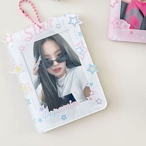Porte-clés personnalisé Kpop Anime Japonais en acrylique, support de photocard, porte-carte mignon pour album, argenté, personnalisable - Product Image 1