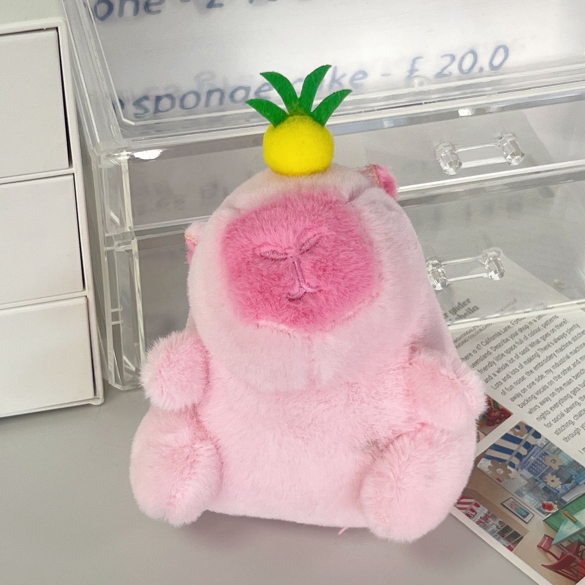 Serie de frutas: cadena de cuentas rosa kapi-piña.