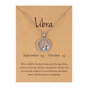 สร้อยคอของขวัญเครื่องรางสำหรับผู้หญิง,สร้อยคอราศี12ดวงสร้อยคอจี้เหรียญเครื่องประดับชุบเงินสำหรับกลางวัน - Product Image 4