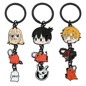 Chainsaw आदमी धातु keychains keyrings प्रचारक उपहार मोबाइल फोनों के लिए और kpop 3d keychains तैयार स्टॉक थोक कार्रवाई चित्रा खिलौना