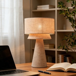 Fabric <b>Table</b> <b>Lamp</b> E27 LED Switch Control Bedroom <b>Study</b> Desk <b>Lamp</b> Warm Cozy Lighting Decor - Product Image 3