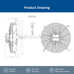 Ventiladores axiales de refrigeración para gabinetes de control industrial de alta potencia ZIEHL ABEGG FN040-VDK.0F.V7P2 156244 AC 400V - Product Image 5