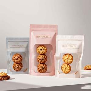 Sac en plastique givré avec logo personnalisé Pochette refermable avec fermeture éclair pour aliments pour animaux de compagnie Cookie Nougat Flocon de neige Écrou croustillant Gravure - Product Image 4