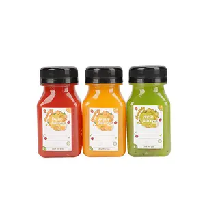 120ml square PET juice bottle for fruit beverage Plastic custom drinking water bottles with screw cap for drink