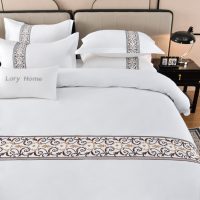Ensemble de literie en coton pour hôtel 5 étoiles, 4 pièces, collection de draps brodés de luxe