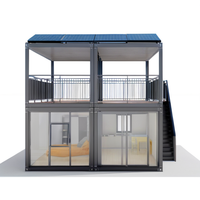 Maison Conteneur Solaire Écologique à Deux Étages, Maison en Acier Modulaire Pliable et Démontable de Haute Technologie pour Usage Domestique ou Bureau