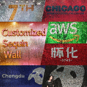 Panel de Lentejuelas con Diseño de Atracción Turística y Nombre de Lugar, Fondo de Pared, Telón de Fondo, Patrón Impreso con Letras de Rompecabezas, Logotipo - Product Image 1