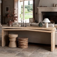 Table console rustique en bois de 65 pouces, table longue pour canapé, table d'appoint de couloir avec plateau en placage de bois massif