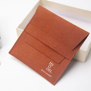 Enveloppe en velours élégante pour bijoux Pochette en daim microfibre avec logo personnalisé pour bagues boucles d'oreilles colliers Emballage élégant pour bijoux - Product Image 4