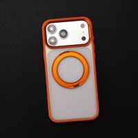Étui de téléphone portable transparent super résistant avec support magnétique rotatif à 360° en TPU+PC pour 18 Pro Max