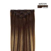 Extensiones de Cabello con Clip, Puntas Completas, Color Castaño Oscuro, Remy, Invisibles, Cabello Virgen en Paquetes