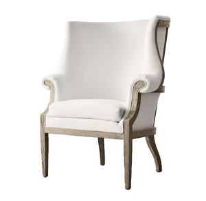Muebles para el hogar de estilo americano, silla cómoda de lujo de ocio individual, de lino, con respaldo de alero, para comedor