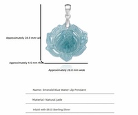 Collier de charme en jade pour femme, vente en gros, cadeau, pendentif lotus en jadéite birmane naturelle de qualité A bleu glacé avec attache en argent S925