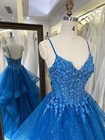 Robes de bal bleu roi en gros 2026 2027 – Robe de soirée d'usine avec corset floral 3D perlé et tulle scintillant – Fournisseur de robes de bal