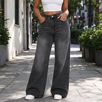 Jean en denim riveté à poches, taille haute, pour femme, idéal pour les soirées en boîte de nuit en ville