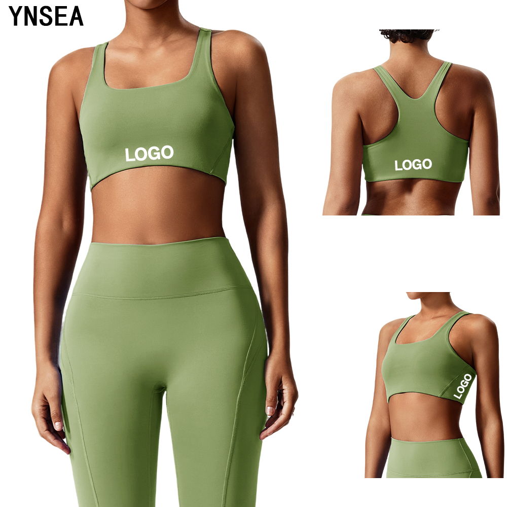 YNSEA Recycled Polyester Breathable Fitness Apparel Seamless Solid Colors Yoga Sports Tank Top High Support Y-line Straps Front