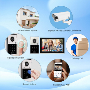 Kata sandi sidik jari Tuya pintu rumah pintar interkom Video pintu untuk VILLA10 inci Monitor dalam ruangan 4 kawat sistem interkom - Product Image 5