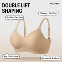 Soutien-gorge push-up à bonnets fixes, haut fin et bas épais, sans armatures, anti-affaissement, pour petites poitrines, avec soutien latéral et modelant les aisselles