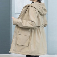 Boying Parka Gruesa de Invierno para Mujer, Chaqueta 3 en 1 de Poliéster y Algodón, Nuevo Estilo Coreano con Cintura Ajustable, Corte Entallado y Capucha, ODM