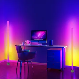 Luminária de chão moderna com controle inteligente para decoração de casa, luminária de suporte multicolorida para sala de estar