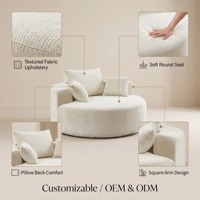 Chaise longue monoplace surdimensionnée, style moderne classique, 55 pouces, en chenille PU, siège profond, dossier ergonomique, accoudoirs carrés, pour salon