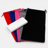Pochette de luxe en velours avec cordon de serrage pour bijoux, écouteurs, chargeur de batterie externe, sac de rangement pour téléphone portable en gros