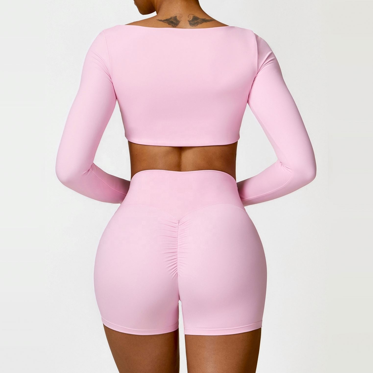 High Quality Long Sleeves Hanging Neck Yoga Clothing Tight Quick Dry Sports Fitness Yoga Pilates Outfit