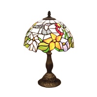 Lampe de table/bureau LED 12 pouces pas chère, abat-jour en verre coloré style mosaïque artistique peinte à la main pour église
