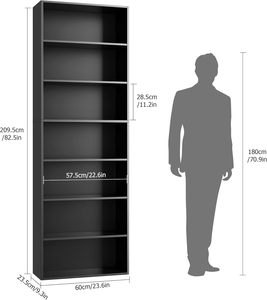 Étagères ouvertes indépendantes à 7 niveaux pour rangement <span class=keywords><strong>et</strong></span> décoration, meubles adaptés à la maison, au bureau, au salon, à la chambre à coucher, couleur noire - Product Image 3