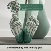Nouvelles chaussettes de yoga antidérapantes professionnelles pour femmes, en coton et maille, à dégradé de couleurs, à cinq orteils, sans talon, pour Pilates