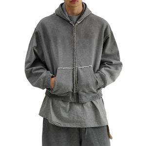 เสื้อฮู้ดดี้ผู้ชายทรงหลวม น้ำหนัก 500 กรัม ผ้าฝ้าย 100% ลุคทำสีซีดสไตล์วินเทจ สีพื้น สตรีทแฟชั่น - Product Image 2