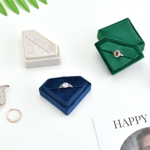 Wholesale Custom Logo Luxury Diamond Shape Velvet Ring <b>Gift</b> <b>Box</b> Necklace Earring Ring Packaging Jewelry <b>Box</b> - Product Image 4