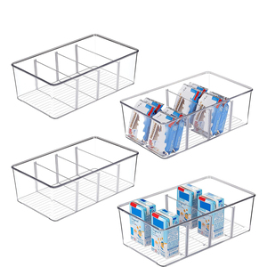 Plastic Pantry Organizers Storage <b>Bins</b> Kitchen Organization Pantry Storage Refrigerator Organizer <b>Bins</b> with Removable Dividers - Product Image 1