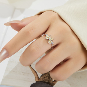 Butterfly <b>Adjustable</b> <b>Ring</b> Prong Setting Silver Tone Jewelry Gift For Women Fashion <b>Rings</b> - Product Image 2