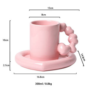 Taza de Cerámica Nórdica Creativa SYL de 350 ml, Taza de Café de Alta Calidad con Platillo, Regalo <span class=keywords><strong>para</strong></span> <span class=keywords><strong>Parejas</strong></span> - Product Image 5