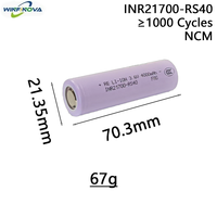Batterie Winfinova High INR21700-RS40 à décharge rapide 70C, capacité nominale 4000mAh 3.6V, courant instantané élevé