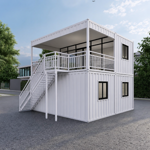 Casa Container Smontabile in Acciaio Bianco 2x2 Impilabile con Balcone e Scale Esterne per Campeggio e Rifugio Vacanze - Product Image 4