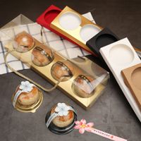Boîte à pâtisserie transparente en gros, emballage de luxe pour soufflé au jaune d'œuf, boîtes à cupcakes transparentes en PET à 3 ou 4 trous avec inserts et fenêtre pour gâteau roulé suisse