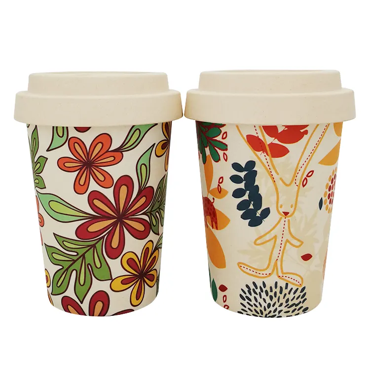 Customize Design 330/400/470ml Bamboo Water cup Eco Friendly Reusable Biodegradable Bamboo Coffee Mug