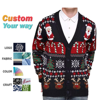 Cardigan de poche tricoté en renne Rudolph pour hommes et femmes personnalisé en gros Nouveau pull de Noël LOGO ODM/OEM pour la saison d'hiver