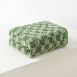 Serviettes de toilette carrées en coton pur à 100 %, motif jacquard quadrillé rétro, option logo personnalisé, hypoallergéniques, vente en gros - Product Image 4